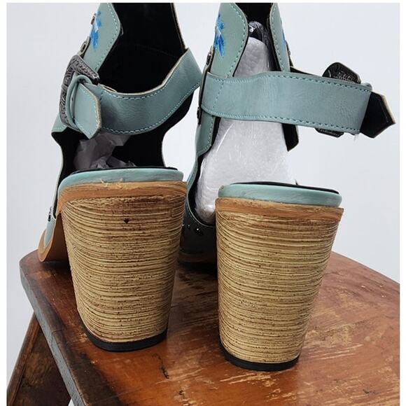 New NWOB Turquoise Floral Booties Size 10 Embroidered Boho Indy - Picture 10 of 15